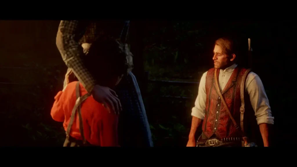 The same shot, seconds later: Arthur turns his face away from the boy.